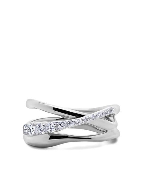 Monica Vinader pavé diamond crossover ring - Silver - zdjęcie produktu nr 1