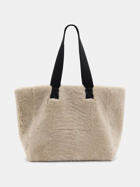 AllSaints torebka skórzana dwustronna IZZY SHEARLING kolor brązowy W056XB