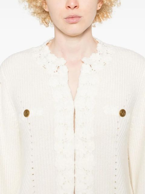 TWINSET guipure-lace trim cardigan - White
