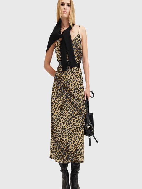 AllSaints sukienka i sweter HERA kolor czarny midi prosta W322DA