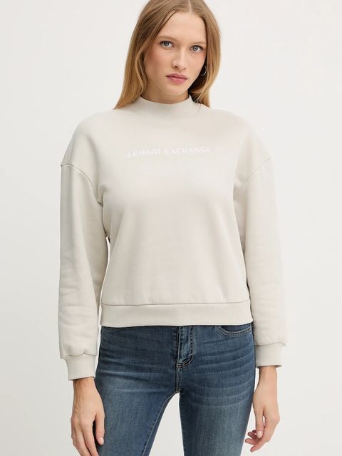 Armani Exchange bluza bawełniana damska kolor beżowy z nadrukiem XW000787 AF16141 - zdjęcie produktu nr 1