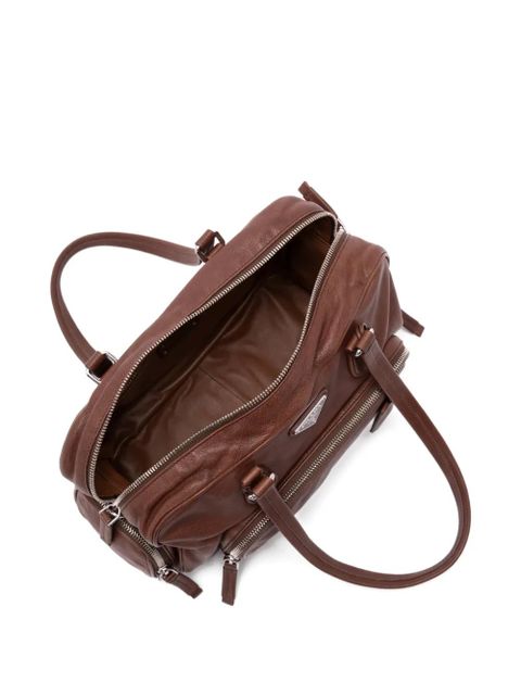 Prada large zip leather shoulder bag - Brown
