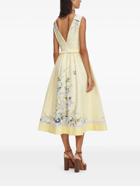 Self-Portrait floral-print ruffled midi dress - Yellow - zdjęcie produktu nr 2