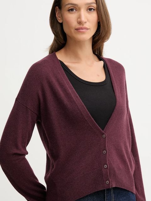 United Colors of Benetton kardigan z dodatkiem wełny damski kolor bordowy lekki 102HD6052