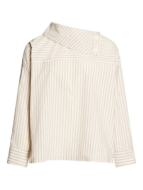 Yves Salomon asymmetric-neck poplin blouse - Neutrals - zdjęcie produktu nr 1