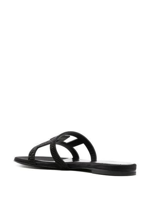 Versace Greca Maze crystal flat sandals - Black