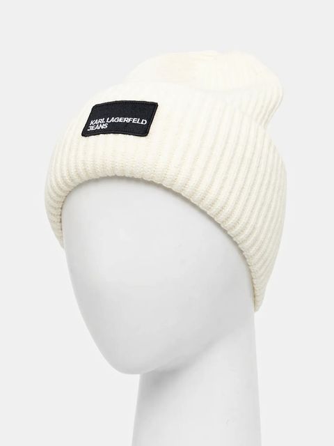 Karl Lagerfeld Jeans czapka z wełną kolor beżowy A4W33079