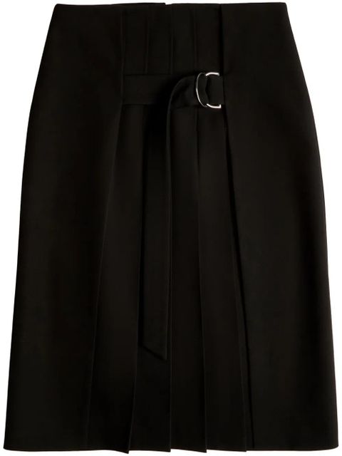 Tod's pleated belted wool skirt - Black - zdjęcie produktu nr 1