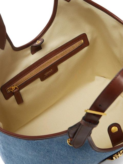 Versace logo-appliqué tote bag - Blue