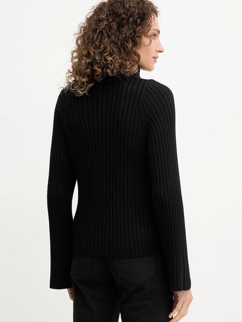 Luisa Spagnoli sweter wełniany damski kolor czarny z golfem 100120