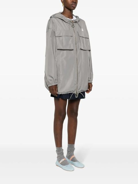 Miu Miu logo-appliqué water-repellent jacket - Grey