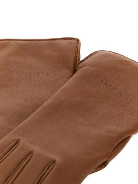 Gucci embossed-logo leather gloves - Brown - zdjęcie produktu nr 2