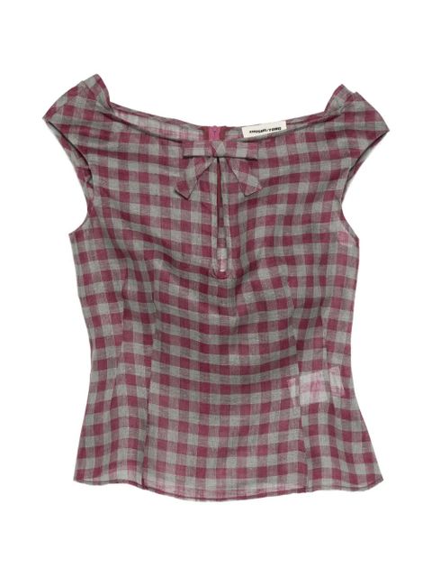 SHUSHU/TONG keyhole check blouse - Purple - zdjęcie produktu nr 1