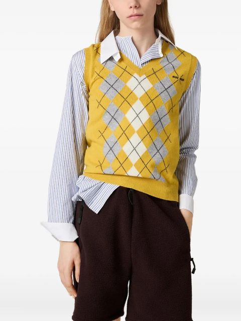 Miu Miu argyle intarsia cashmere vest - Yellow