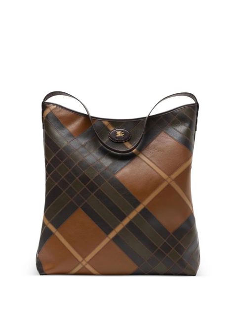 Burberry large Highlands check-pattern leather shoulder bag - Brown - zdjęcie produktu nr 1