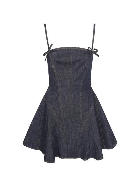 Self-Portrait bow denim mini dress - Blue - zdjęcie produktu nr 1