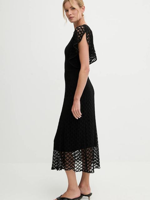 BOSS sukienka kolor czarny midi rozkloszowana 50548523