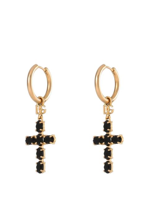 Dolce & Gabbana Creole earrings with crystal cross - Gold