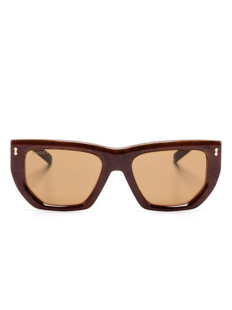 Gucci Eyewear rectangle-frame sunglasses - Brown - zdjęcie produktu nr 1