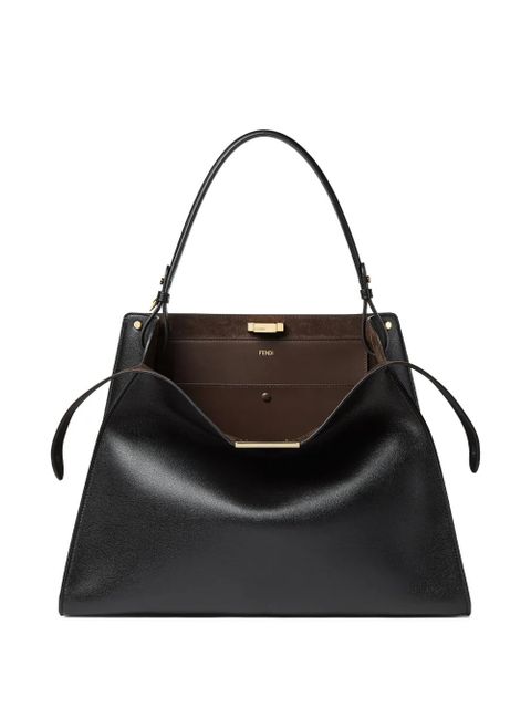 FENDI large Way stud leather tote bag - Black