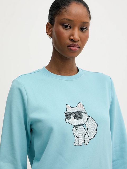 Karl Lagerfeld bluza IKON damska kolor niebieski z nadrukiem A3W20066