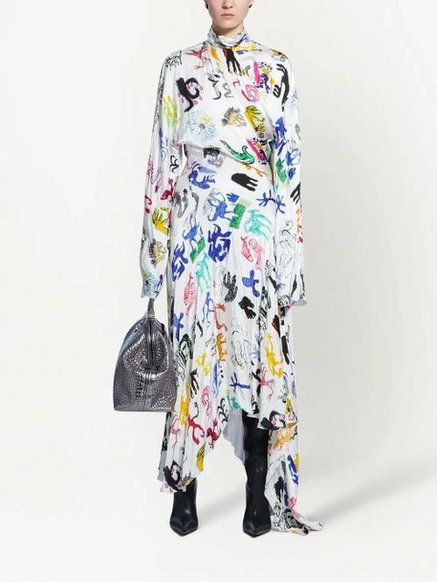Balenciaga artist doodles twisted dress - White - zdjęcie produktu nr 2