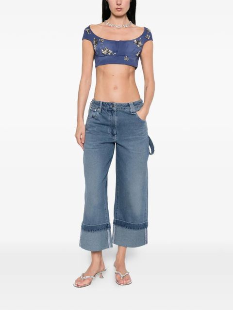 SHUSHU/TONG embellished V-neck top - Blue - zdjęcie produktu nr 2