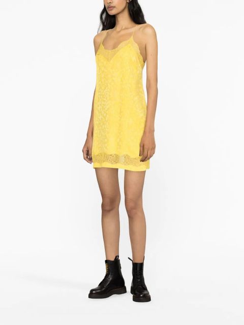 Zadig&Voltaire lace-trim silk-jacquard minidress - Yellow