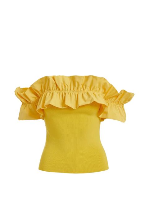 Essentiel Antwerp ruffled-neck off-shoulder top - Yellow - zdjęcie produktu nr 1