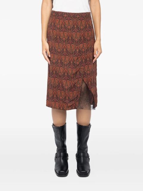 Zadig&Voltaire paisley-print straight skirt - Brown