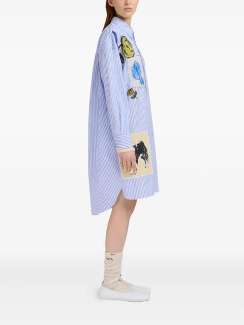 Marni graphic-patches striped shirt dress - Blue
