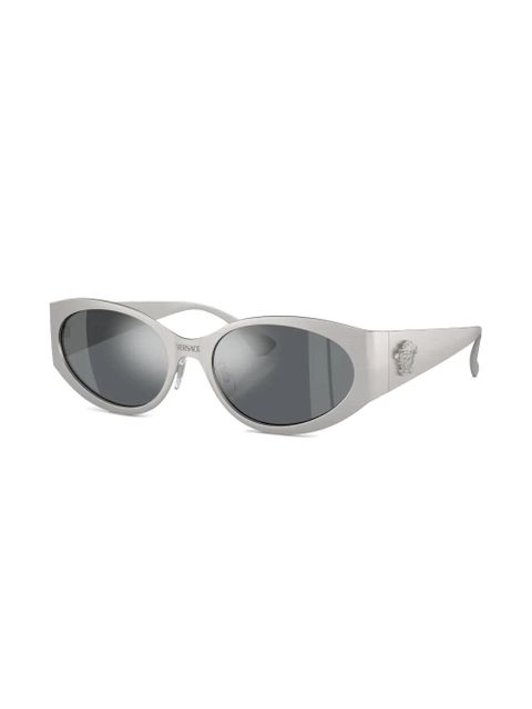 Versace Eyewear logo-plaque oval-frame sunglasses - Silver - zdjęcie produktu nr 2