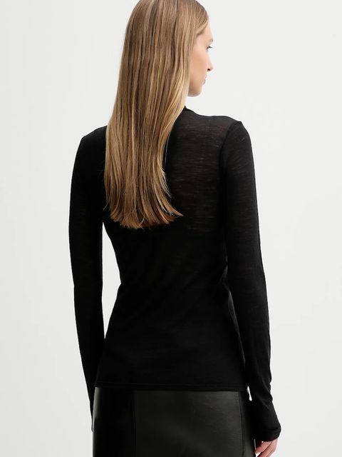 Liviana Conti longsleeve z dodatkiem wełny kolor czarny z golfem L5WH36