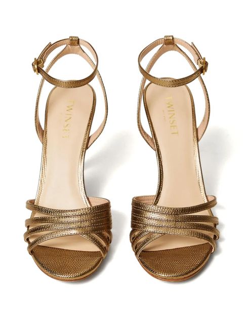 TWINSET 90mm leather ankle-strap heeled sandals - Brown