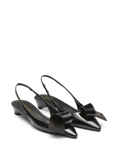 Prada 25mm appliqué-detail leather pumps - Black - zdjęcie produktu nr 2