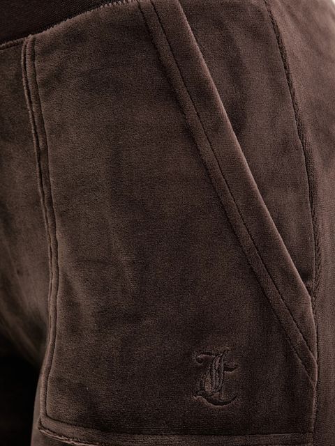 Juicy Couture spodnie dresowe welurowe damskie kolor brązowy gładkie JCSEBJ001G.193