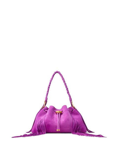 Jimmy Choo Cinch M fringed braide- handle shoulder bag - Purple