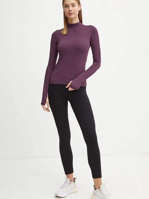 Reebok longsleeve treningowy kolor fioletowy z półgolfem 100205683 - zdjęcie produktu nr 2