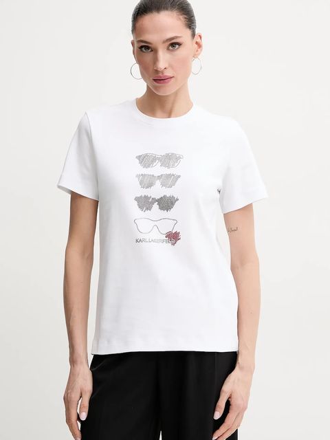 Karl Lagerfeld t-shirt bawełniany damski kolor biały A2W17103 - zdjęcie produktu nr 1