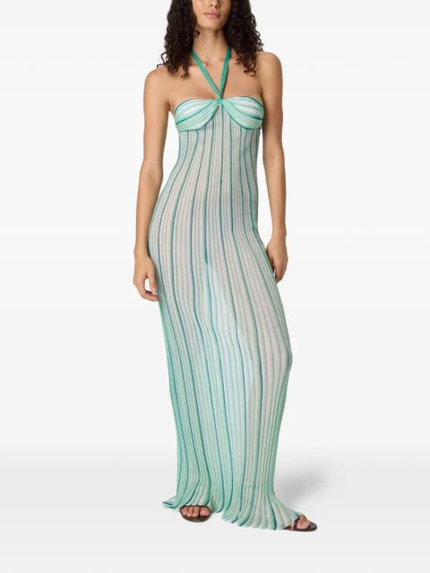 Missoni striped halterneck beach dress - Green