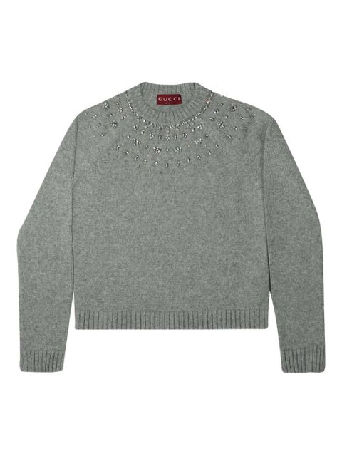 Gucci embellished crew-neck sweater - Grey