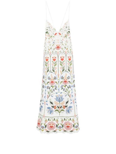 FARM Rio Stitched Garden embroidered midi dress - White - zdjęcie produktu nr 1