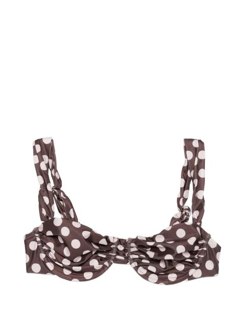 Faithfull the Brand Sol polka-dot bikini top - Brown - zdjęcie produktu nr 1