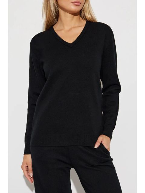 Max Mara v-neck wool knit top - Black