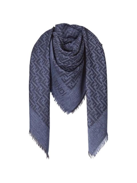FENDI FF motif fringed shawl - Blue - zdjęcie produktu nr 1