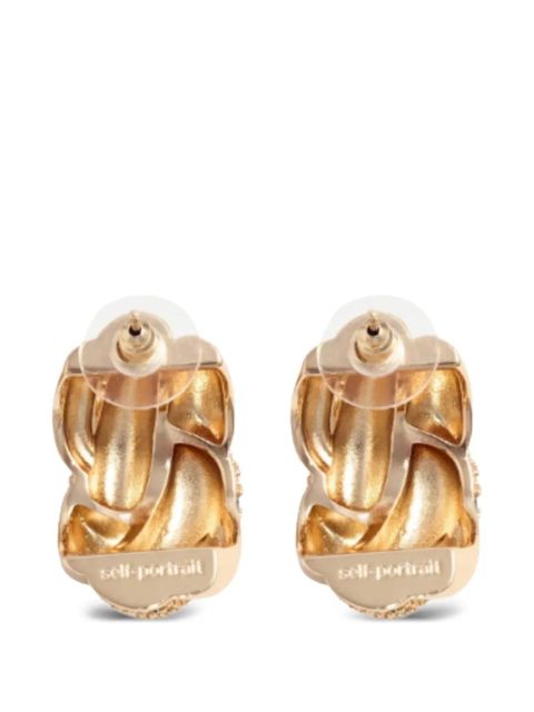 Self-Portrait crystal-embellishment earrings - Gold - zdjęcie produktu nr 2