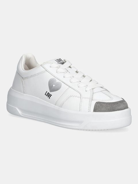 Love Moschino sneakersy skórzane damskie kolor biały JA15205G1NIAJ10B - zdjęcie produktu nr 1