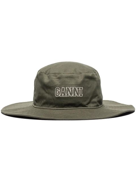 GANNI embroidered logo snap hat - Green - zdjęcie produktu nr 1