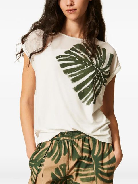 TWINSET print embroidered T-shirt - White - zdjęcie produktu nr 2