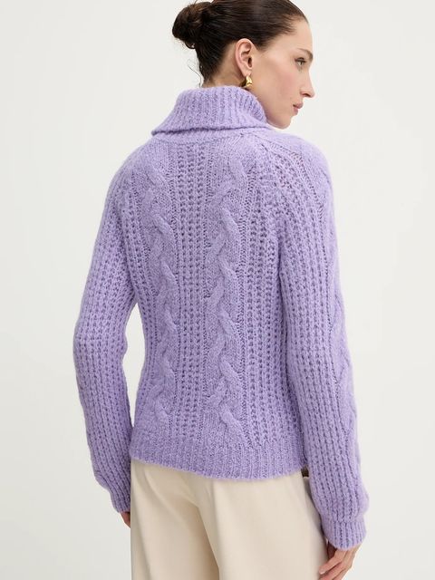 Morgan sweter z dodatkiem alpaki damski kolor fioletowy z golfem MPALMA